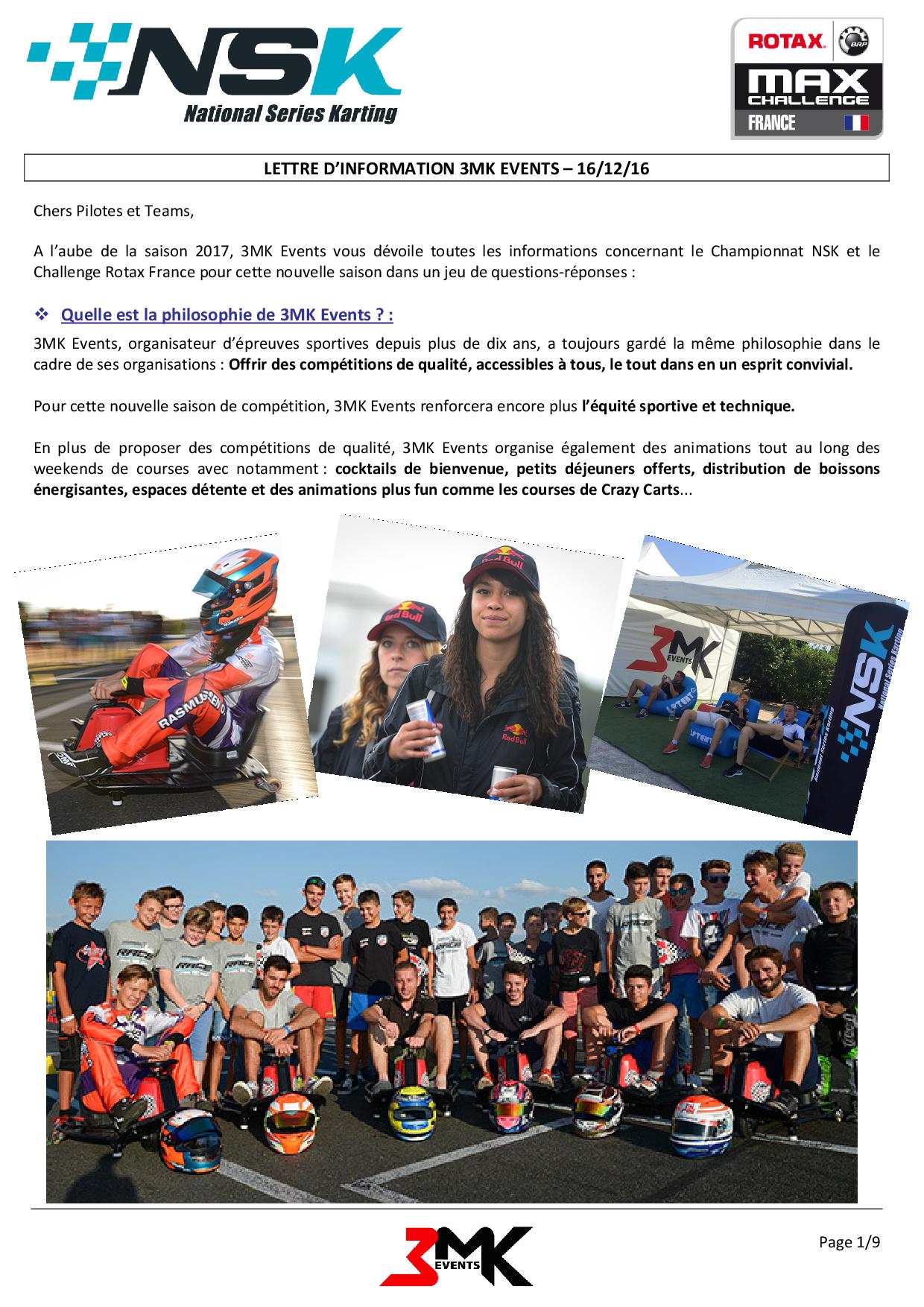 Lettre d'information 2017 3MK Events